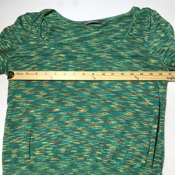 Anthropologie M scoop neck Kendra forest green pullover sweater tight knit top - Picture 7 of 10